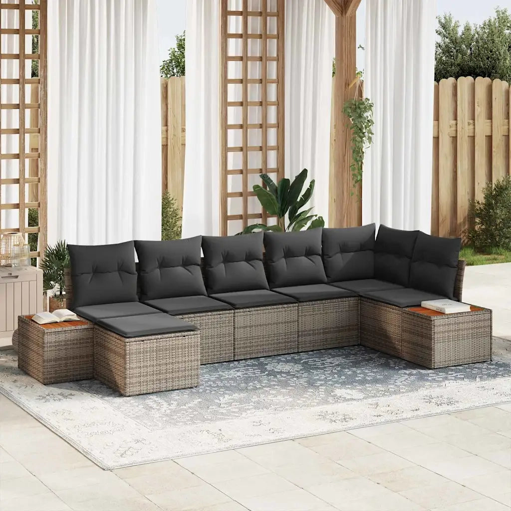 Set Divano da Giardino con cuscino 7 pcs Grigio polyrattan 3348130