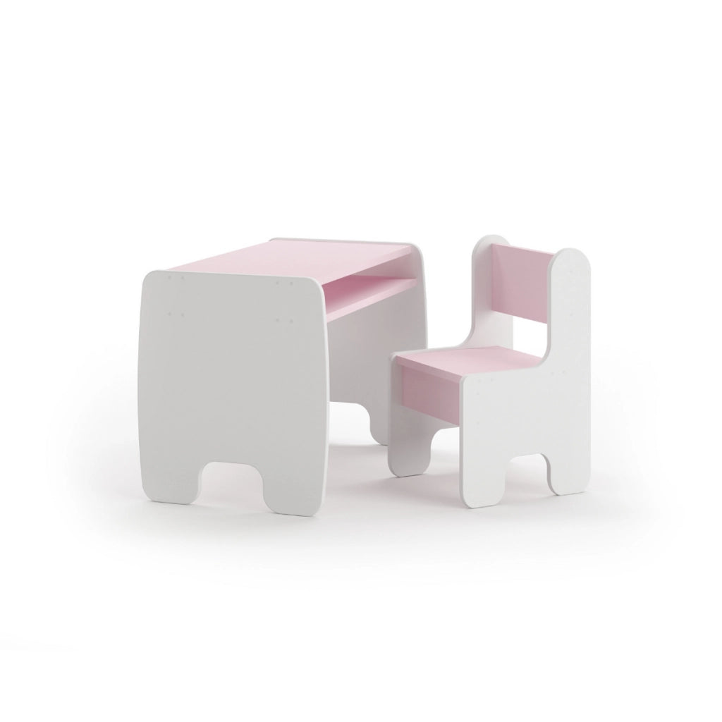 Set bambini TIMI tavolino e seggiolina bianco/rosa