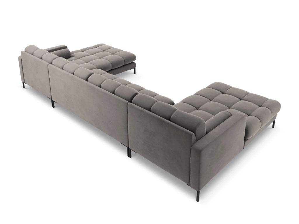 Cosmopolitan Design - Divano panoramico "Bali" 7 posti in velluto grigio chiaro 