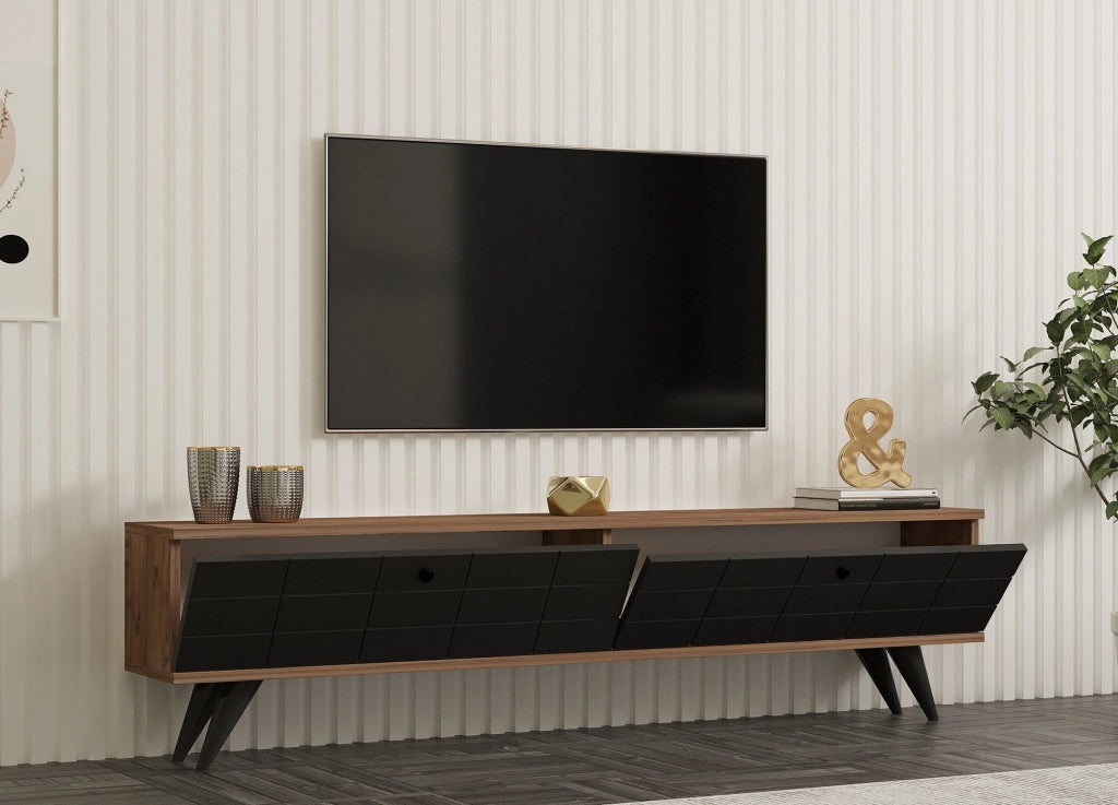Porta TV in legno "Alberi" - 160 x 25 x 35 cm - Grigio antracite