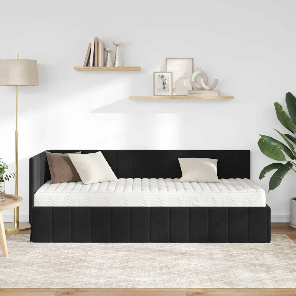 Struttura Letto Angolare con Materasso 2 pcs Nero Velluto 3393843