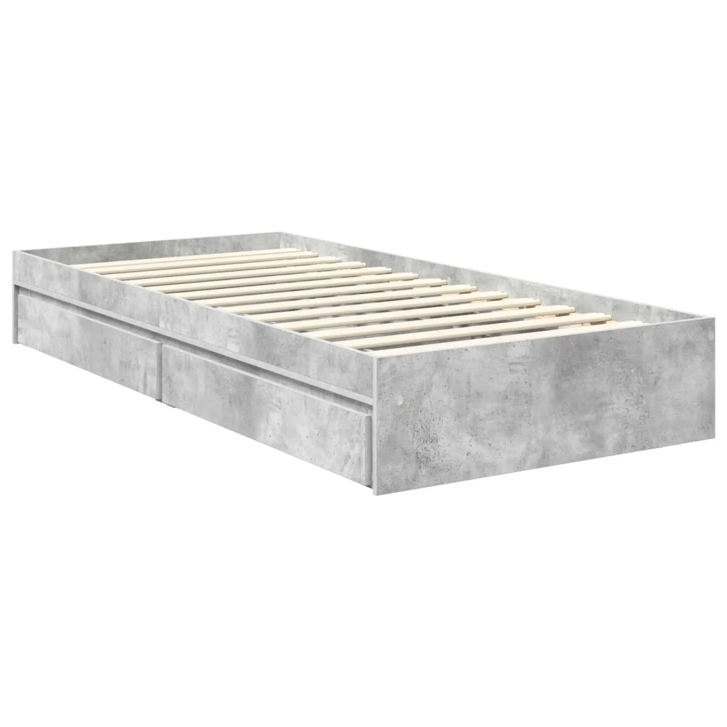 Letto con Contenitore con testiera Grigio cemento 75 x 190 cm