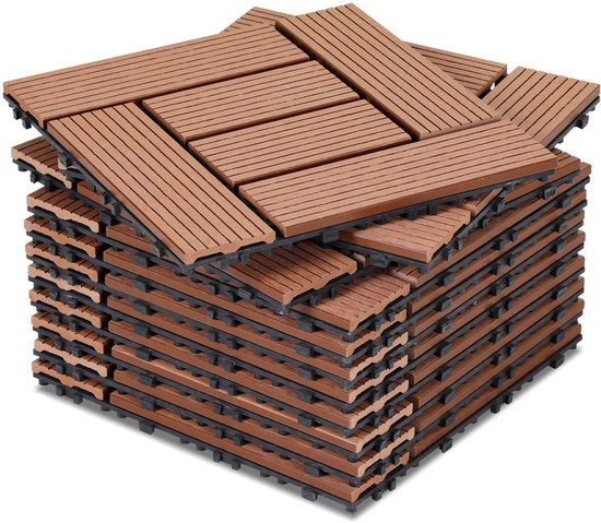 Set di Lastre WPC 8 m², lastre stabili per balcone e giardino marrone 30x30cm