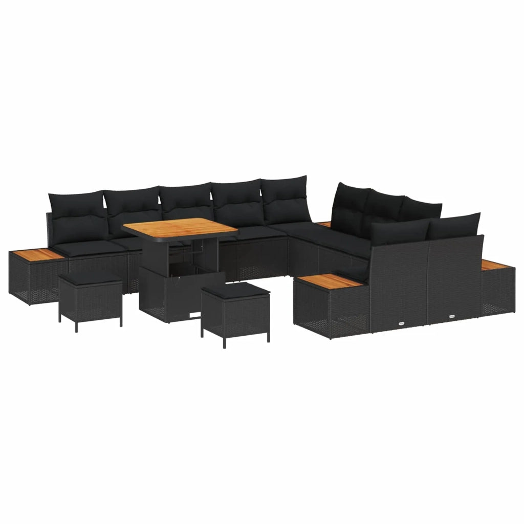 Set Divano da Giardino 13 pcs Nero polyrattan 3362969