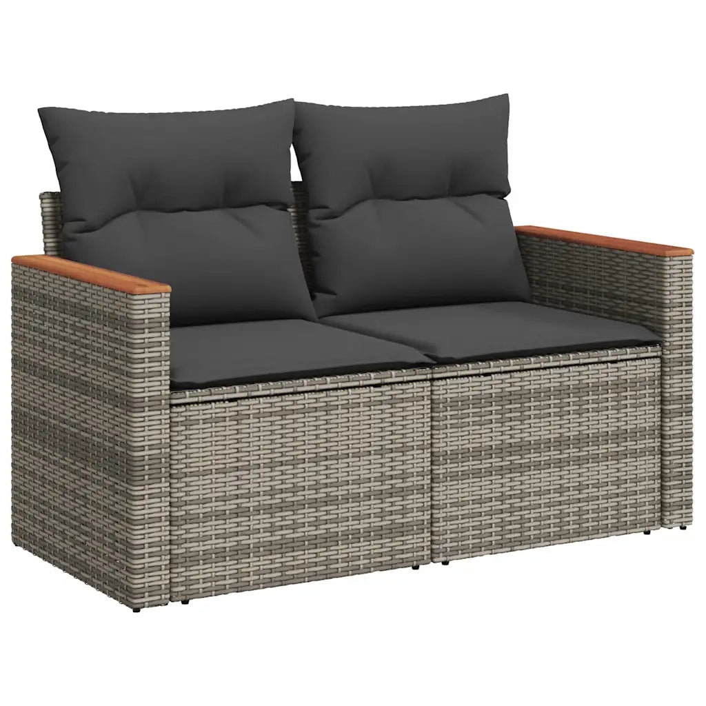 Set Divano da Giardino 6pz con Cuscini Grigio Polyrattan Acacia 3327441