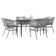 Set da Pranzo da Giardino 5 pz con Cuscini Polyrattan Vetro 3334529