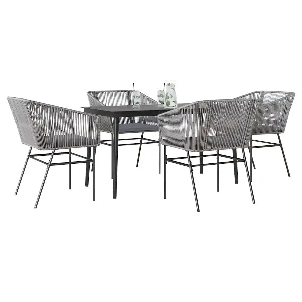 Set da Pranzo da Giardino 5 pz con Cuscini Polyrattan Vetro 3334529