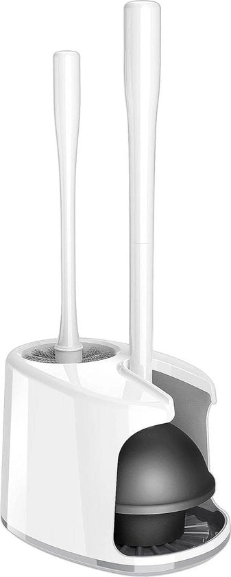 Set di spazzole e attacchi per il bagno con supporto in bianco 1 set