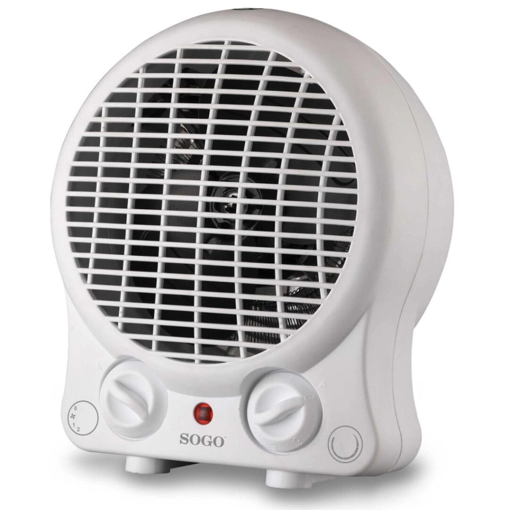 Termoventilatore elettrico 2000W con termostato regolabile, 2 livelli potenza e funzione ventilazione per riscaldamento rapido - Sogo