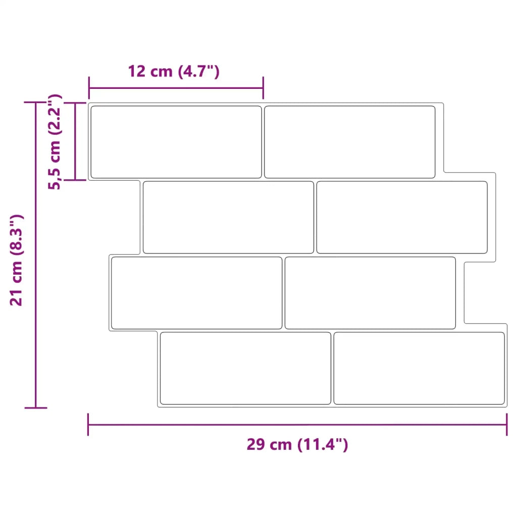 Piastrella subway 50 pcs Beige 29 x 21 cm Poliuretano e PET 42046155