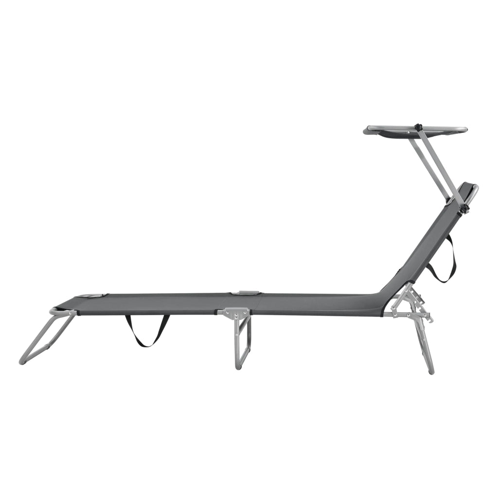 Set di 2 lettini prendisole con parasole acciaio poliestere argento grigio scuro 03_0006428