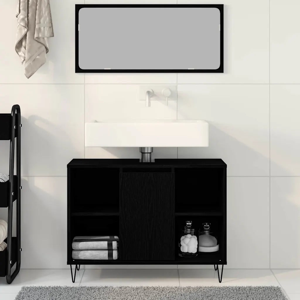 Mobile da Bagno Nero 80 x 33 x 60 cm Legno multistrato 873897