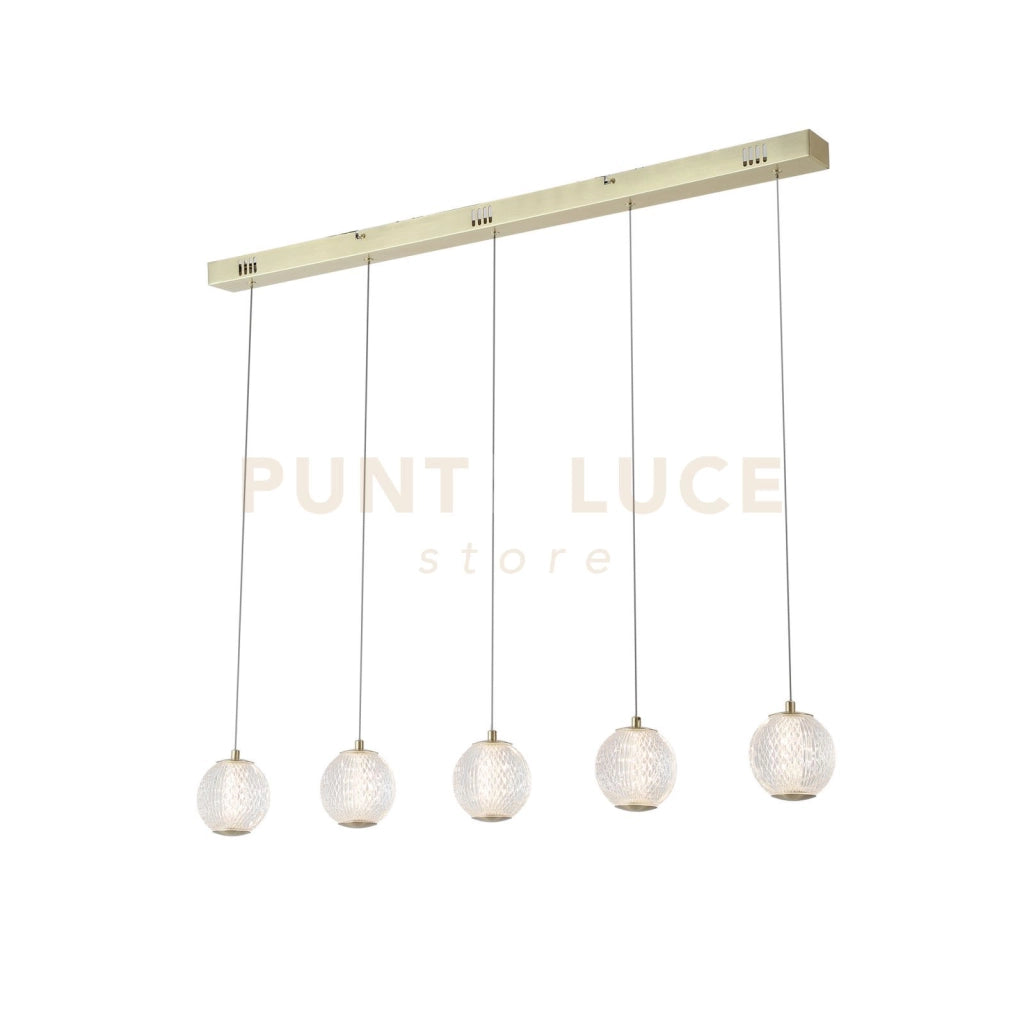 Allure 5Lt Bar Pendant - Metallo ottone satinato e acrilico trasparente