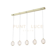 Allure 5Lt Bar Pendant - Metallo ottone satinato e acrilico trasparente