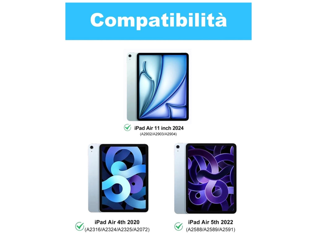 Custodia con Tastiera per iPad Air 11 Pollici M3 2025 e M2 2024 Bluetooth Rimovibile Layout Italiano per iPad Air 6 Generazione Verde Chiaro