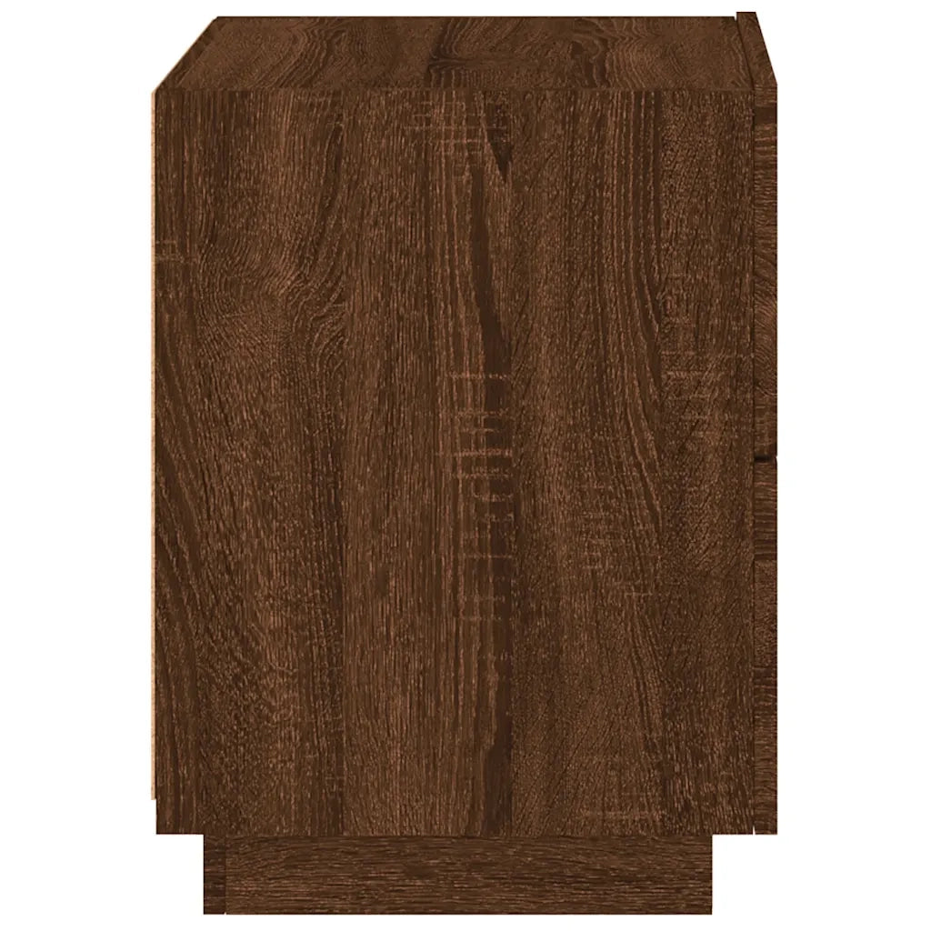 Comodino con Luci LED Rovere Marrone in Legno Multistrato 836747