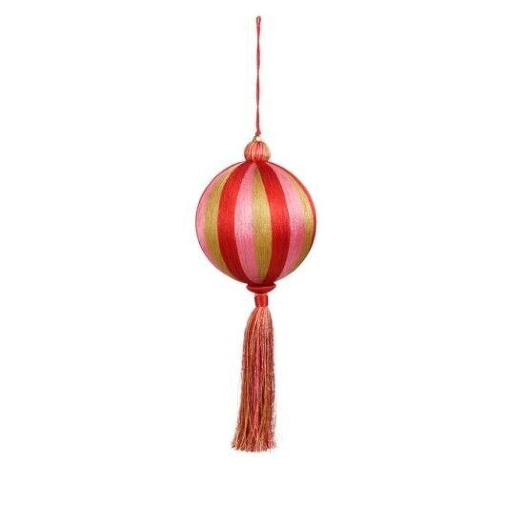 Pallina con nappina in plastica riciclata oro  12 cm