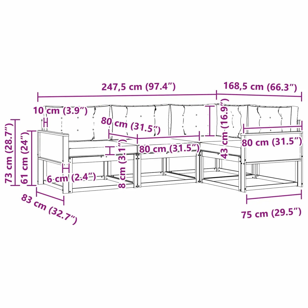 Set di divani da esterno 4 pz Naturale e Beige 3382531