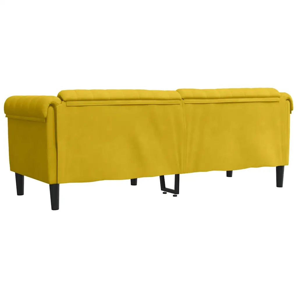 Divano a 3 Posti-Sofa 3 Posti Giallo in Velluto