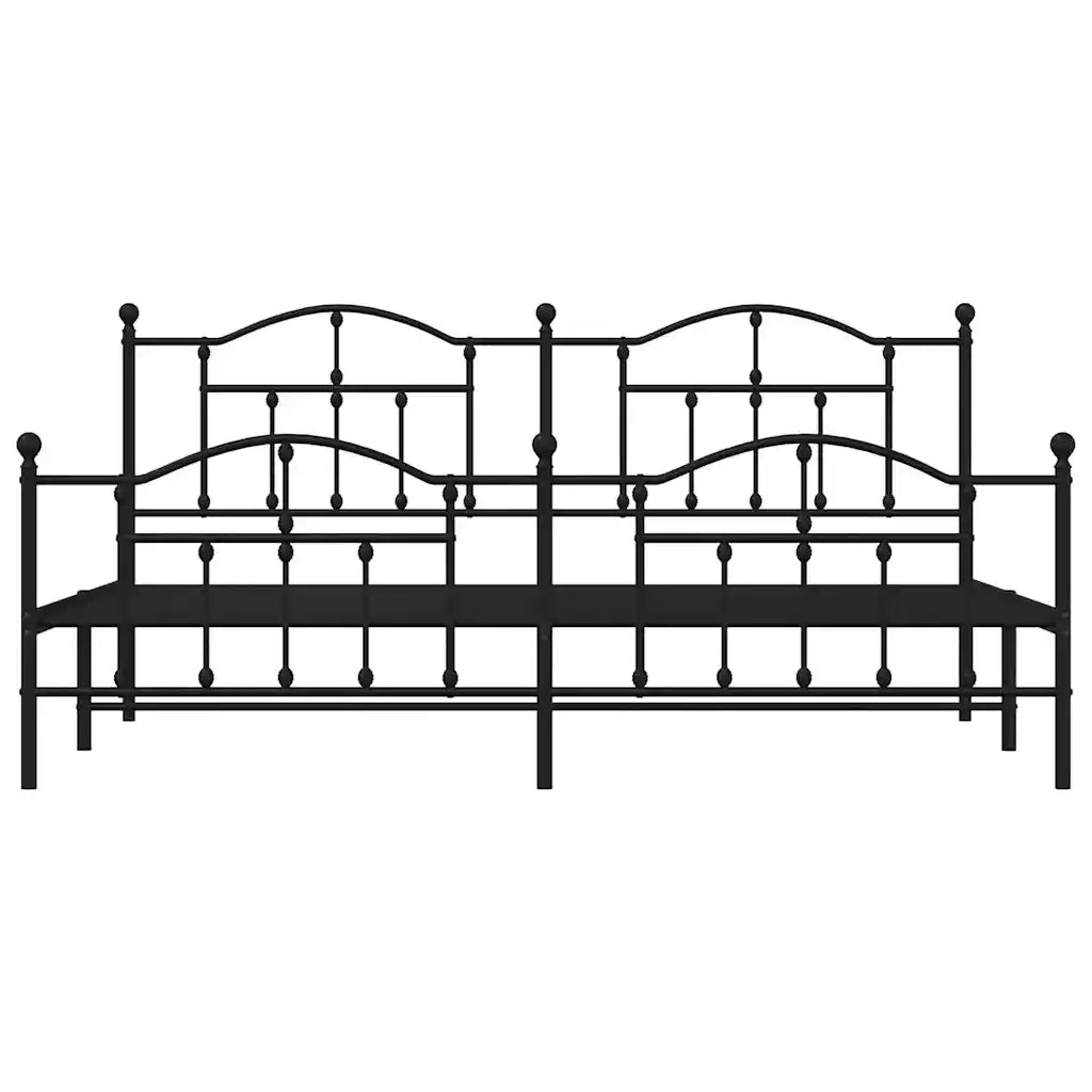 Letto matrimoniale | Letto per adulti | Giroletto con Testiera e Pediera Metallo Nero 193x203 cm