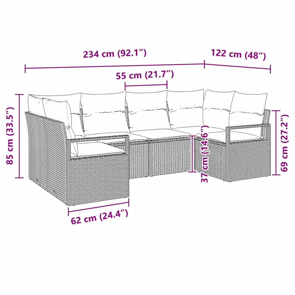 Set di divani con cuscino 6 pcs Grigio chiaro polyrattan 3346522