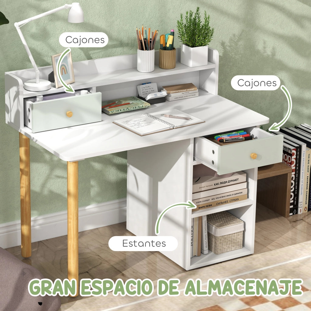 Scrivania per Bambini con Cassetti e Sedia ¨C Minimal ¨C Verde Chiaro e Bianco 90x50x75