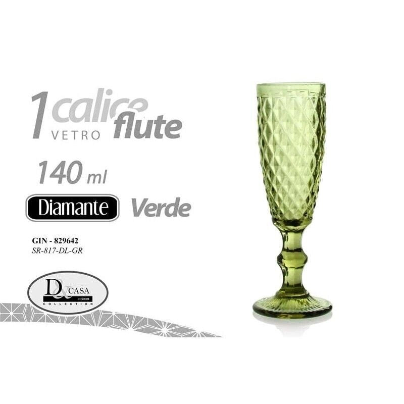 CALICE FLUTE DIAMANTE DA 140CC IN COLORE VERDE