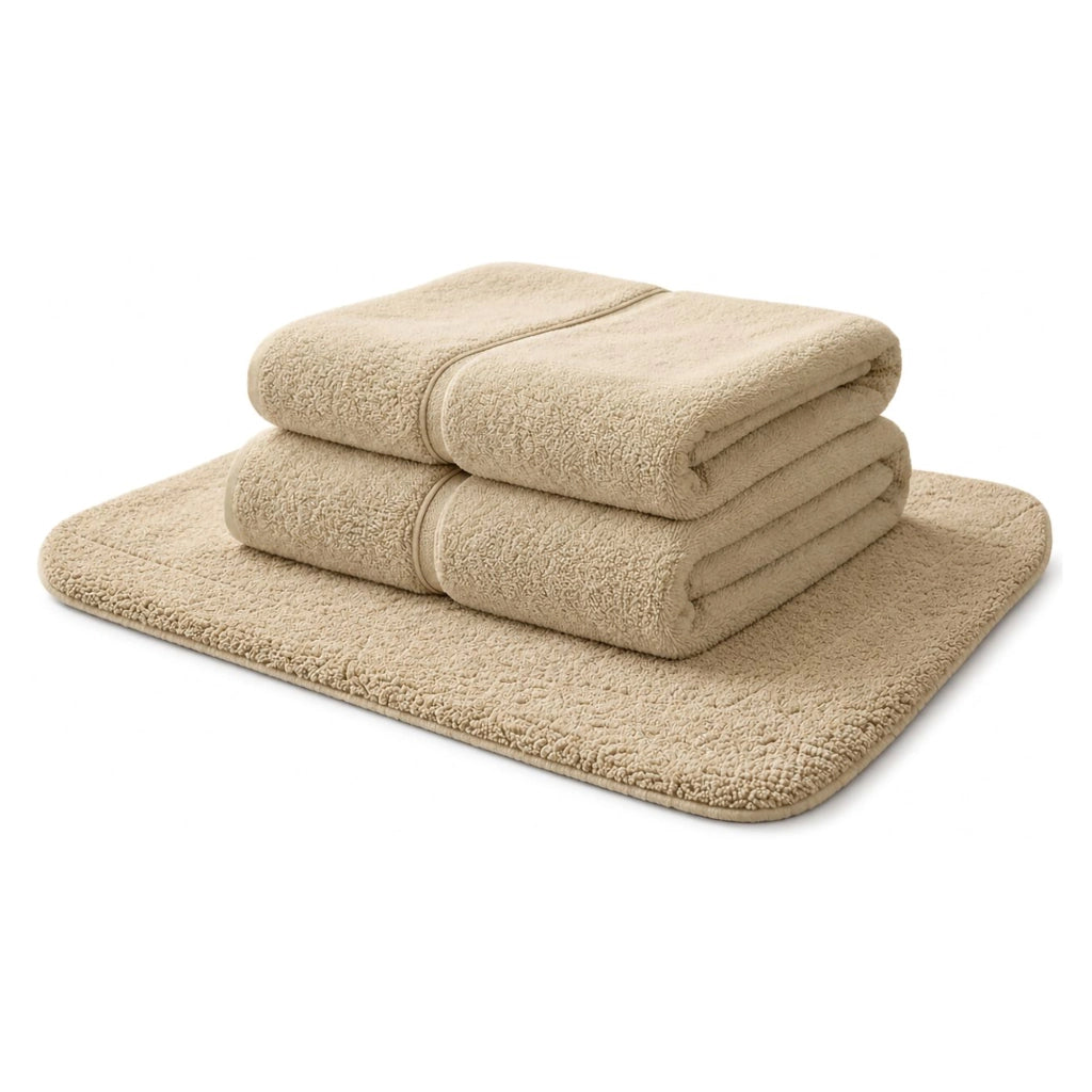 Sanenere, set di Asciugamani 100% Cotone set da 2, Bianco Crema