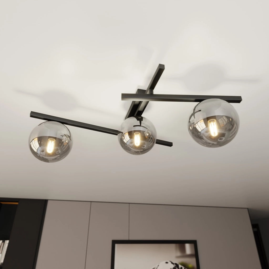 Plafoniera Emibig Smart 3 luci E14 nero/grafite dimmerabile