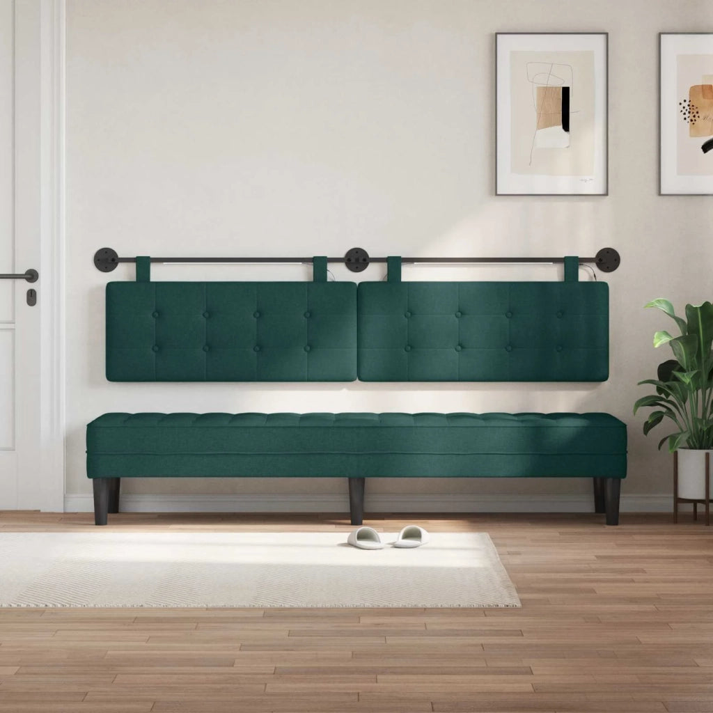 Testiera sospesa Con luce LED Verde Scuro Tessuto 3424497