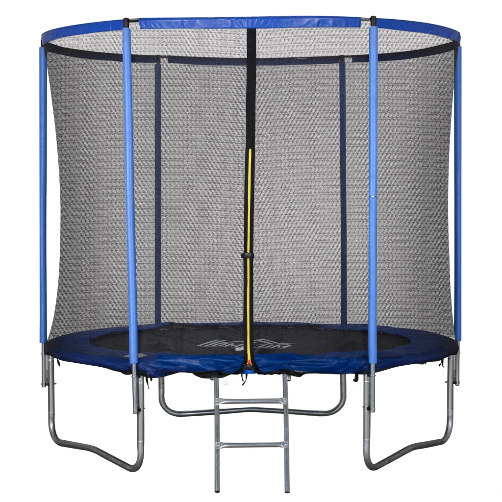 EasyComfort Trampolino Elastico da Esterno, Tappeto Elastico per Adulti da Giardino con Rete di Sicurezza e Bordo Imbottito, Giochi da Giardino e Casa, Ø244x240cm, Blu e Nero