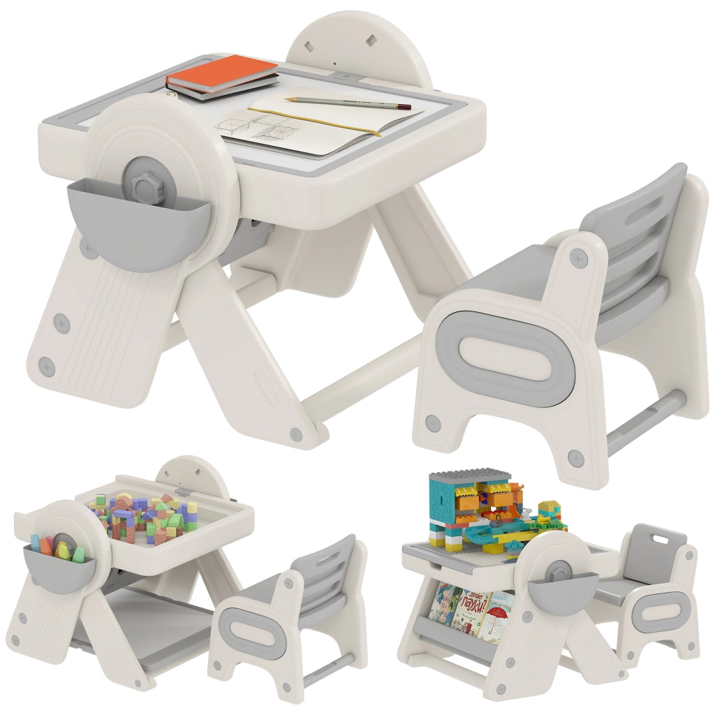 Tavolo per Bambini con Cassetti ¨C Minimal ¨C Grigio e Bianco