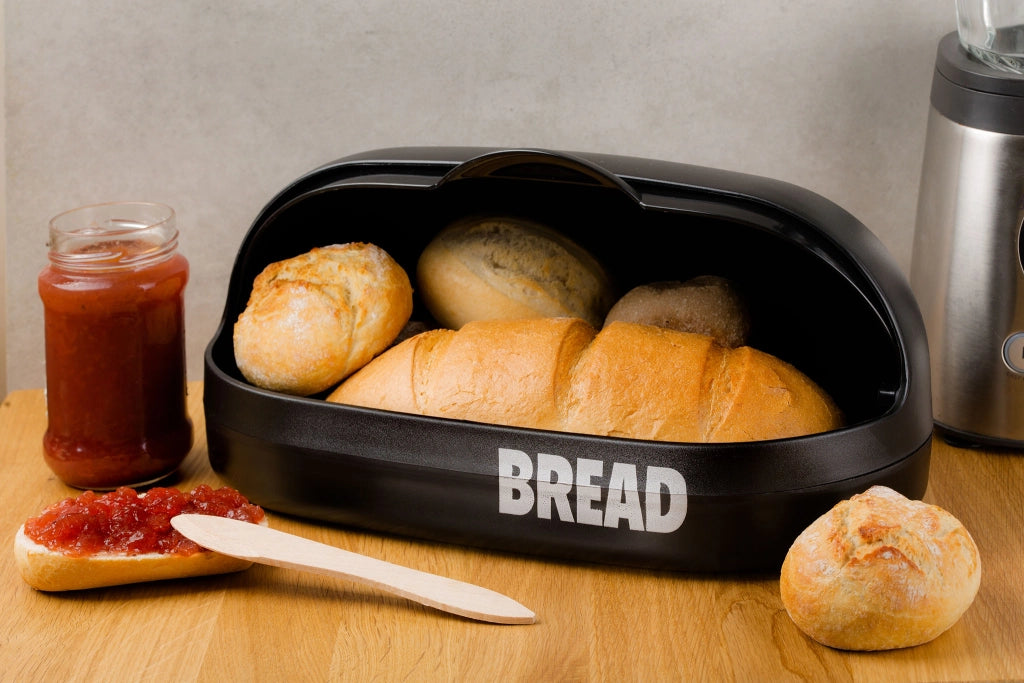 Contenitore per il pane KADAX nero, grande, con coperchio, moderno