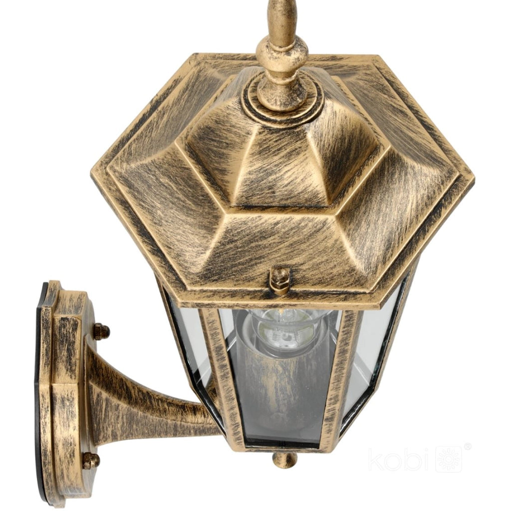 Applique esterna retro verso l’alto oro E27 IP54 Kobi