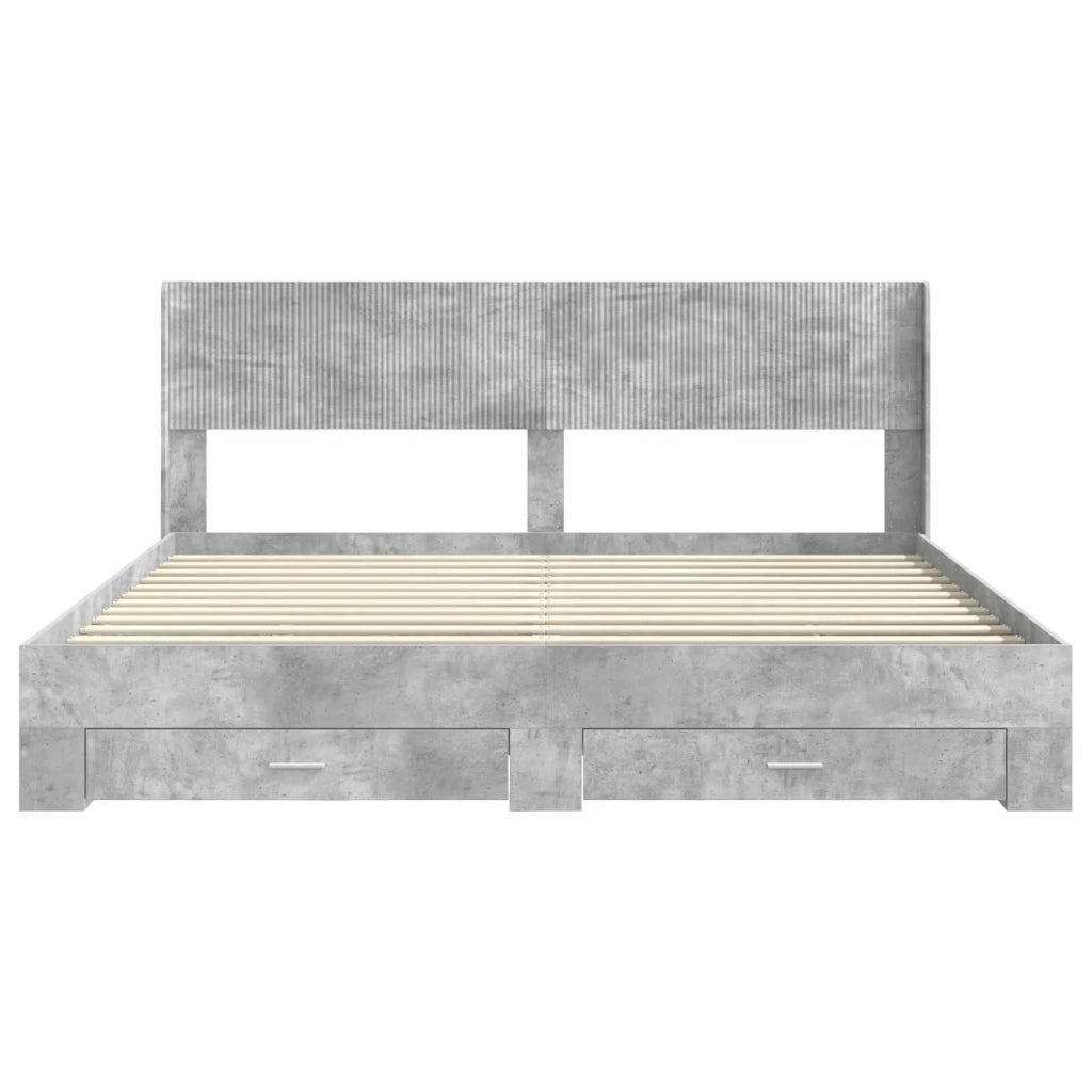 Letto da camera | Struttura del letto con stoccaggio e testata Grigio Cemento