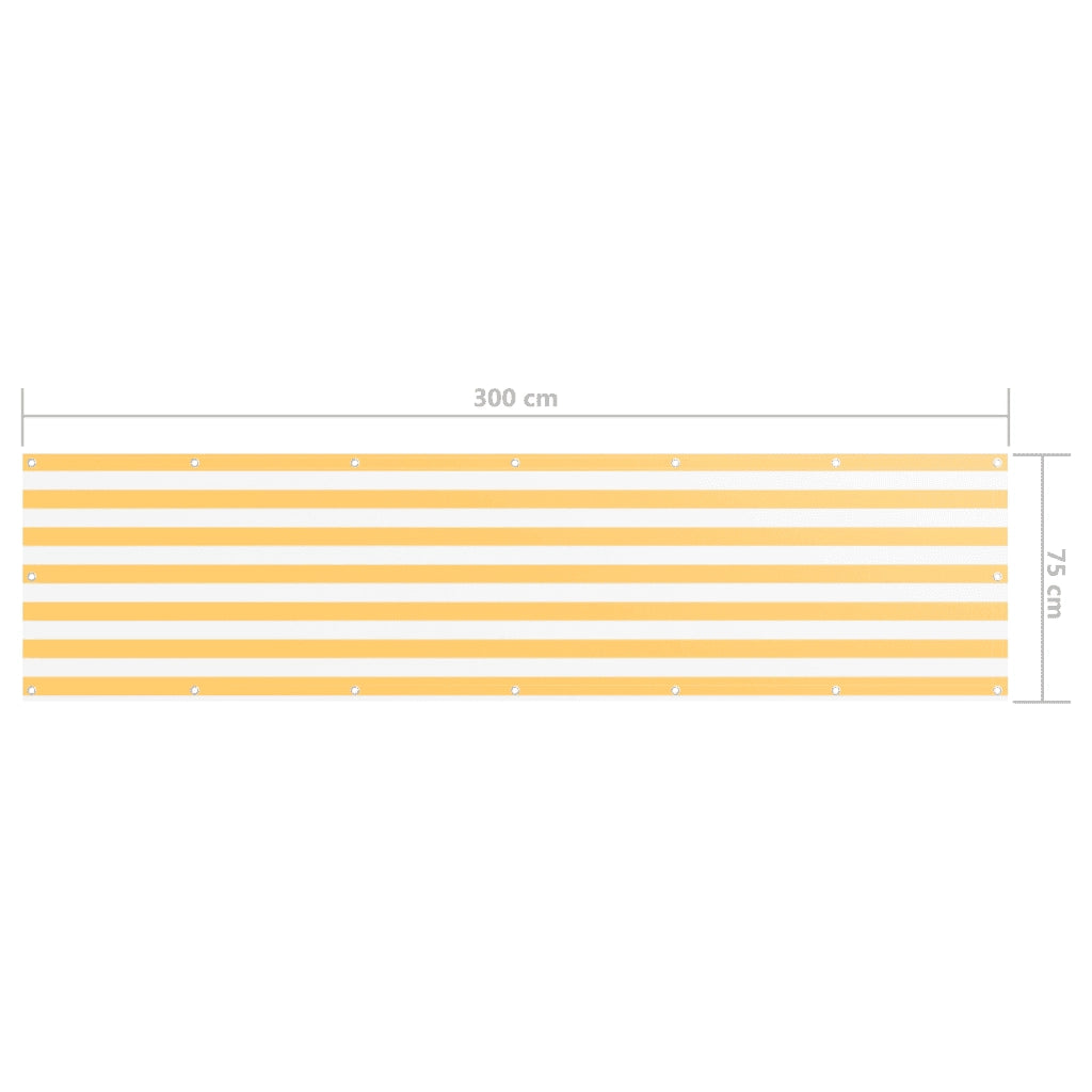 Paravento da Balcone Bianco e Giallo 75x300 cm Tessuto Oxford 134900