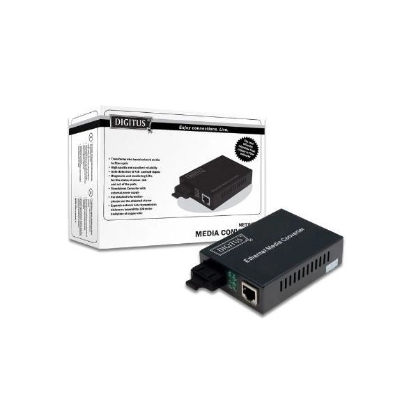 Media converter digitus 10/100/1000 gigabit media converter rj45 - fibra ottica st 1000base-sx - dn82110