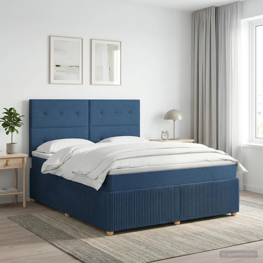 Letto box spring con materasso Blu 140 x 200 cm Tessuto 3454416