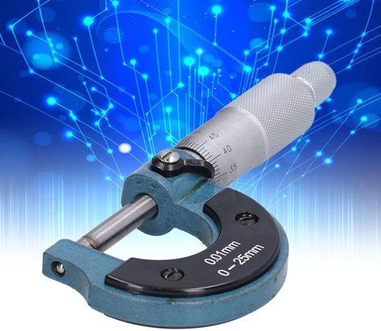 Ingresso di precisione per misurazioni esterne - Alta precisione - Misuratore di diametro di viti - Materiale in acciaio inossidabile - Design portatile - Intervallo di misura 0-25mm - Incluso chiave - Micrometro