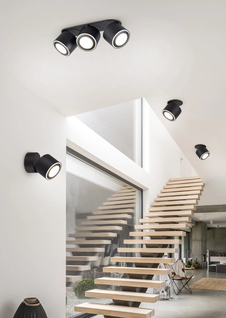 Faretto da parete TAURUS nero LED 2 luci 3000K Trio