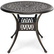 Tavolo rotondo da pranzo per esterni 91 x 72 cm con foro per ombrellone e design elegante in alluminio nero 20_0018343