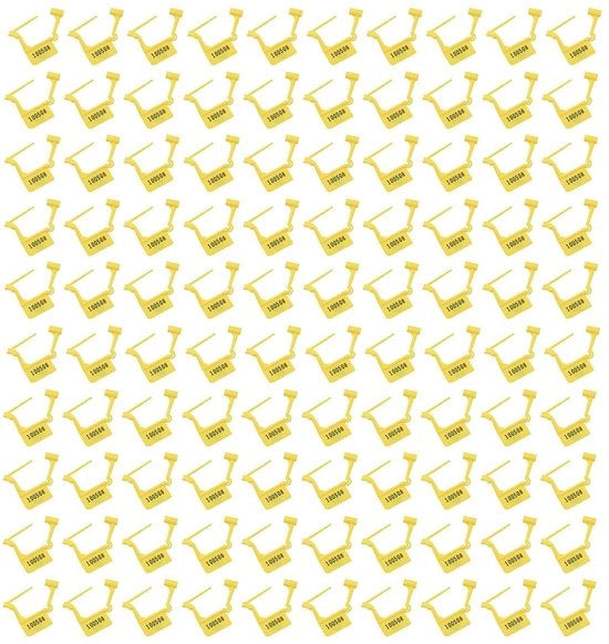 Sigillatura plastica 100 pezzi - Meccanismo di chiusura ermetico - Aria stagna - Aria stagna - Multiuso - Costruzione interamente in plastica - Giallo - Sigillatura ermetica