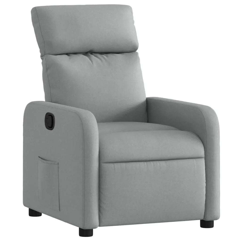 Poltrona | Sedia Relax Reclinabile in Tessuto Grigio Chiaro