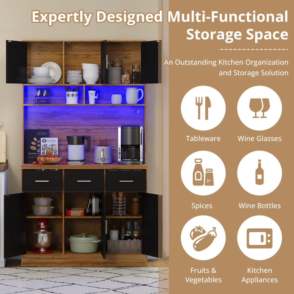 Buffet Multifunzionale con LED e App ¨C Xylo ¨C Cassetti, Ripiani, Prese, 100x40x180 cm