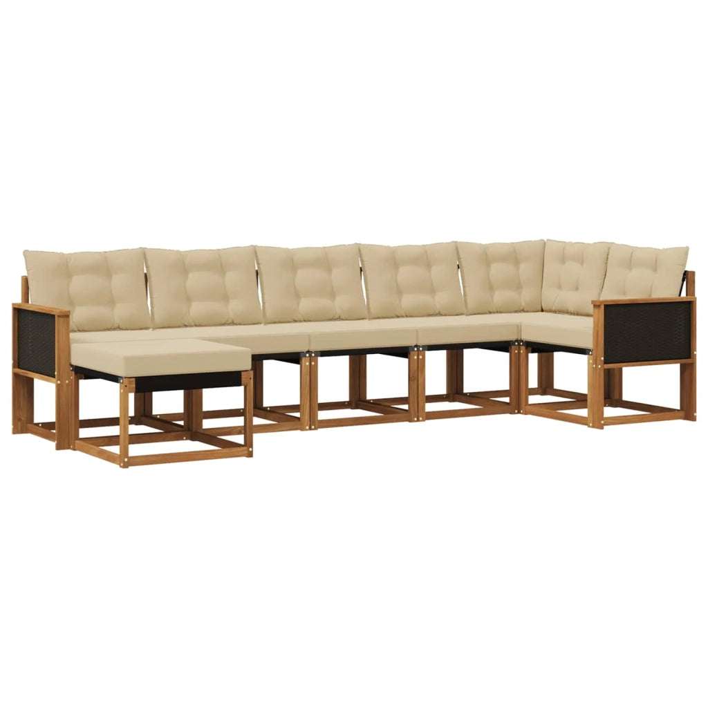 Set di divani da esterno con cuscino 7 pcs Naturale e Beige 3382089