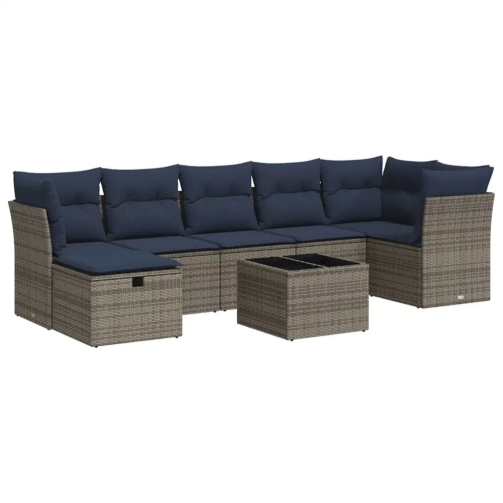 Set Divano da Giardino 8 pz con Cuscini Grigio in Polyrattan 3325317