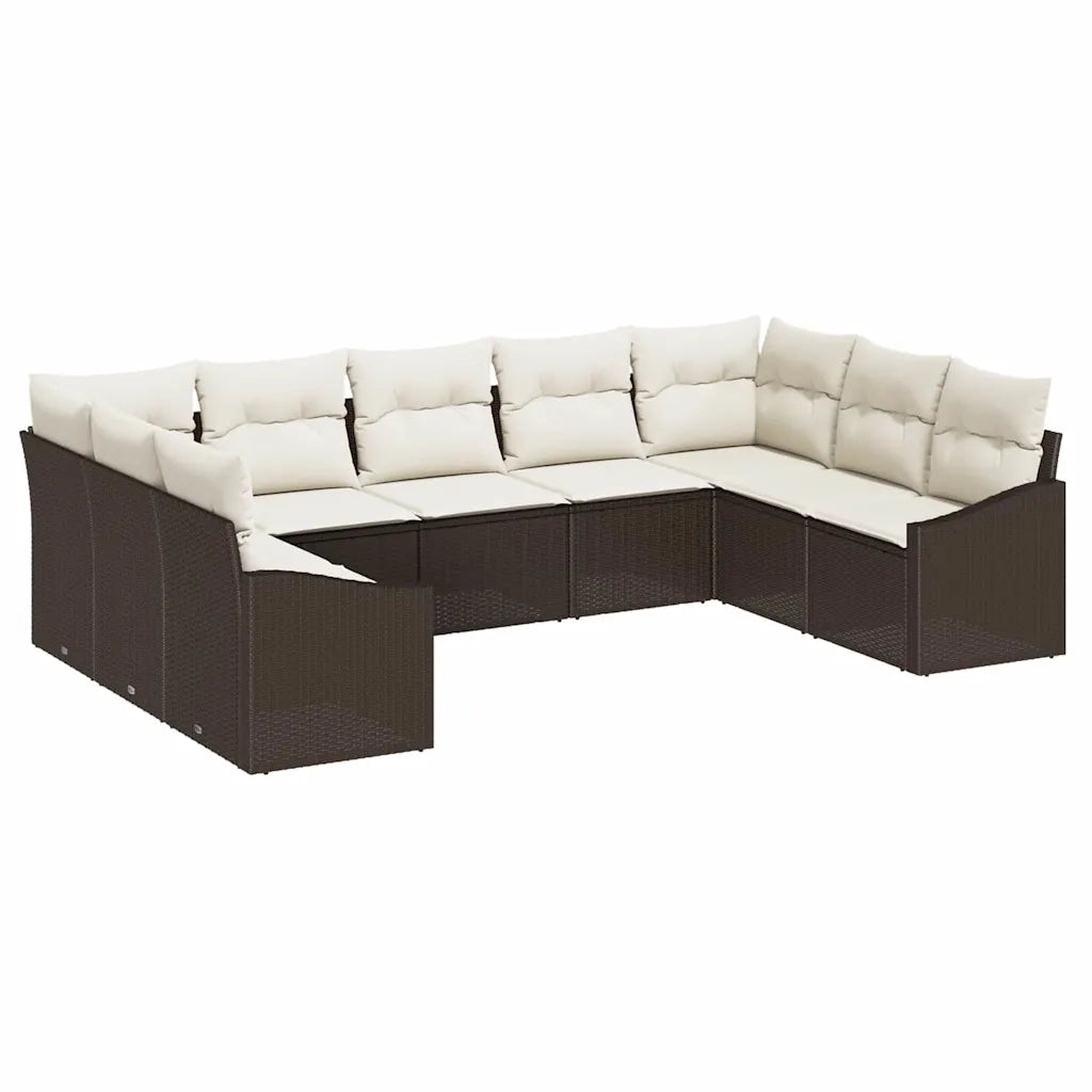 Set di divani con cuscino 9 pcs Marrone polyrattan
