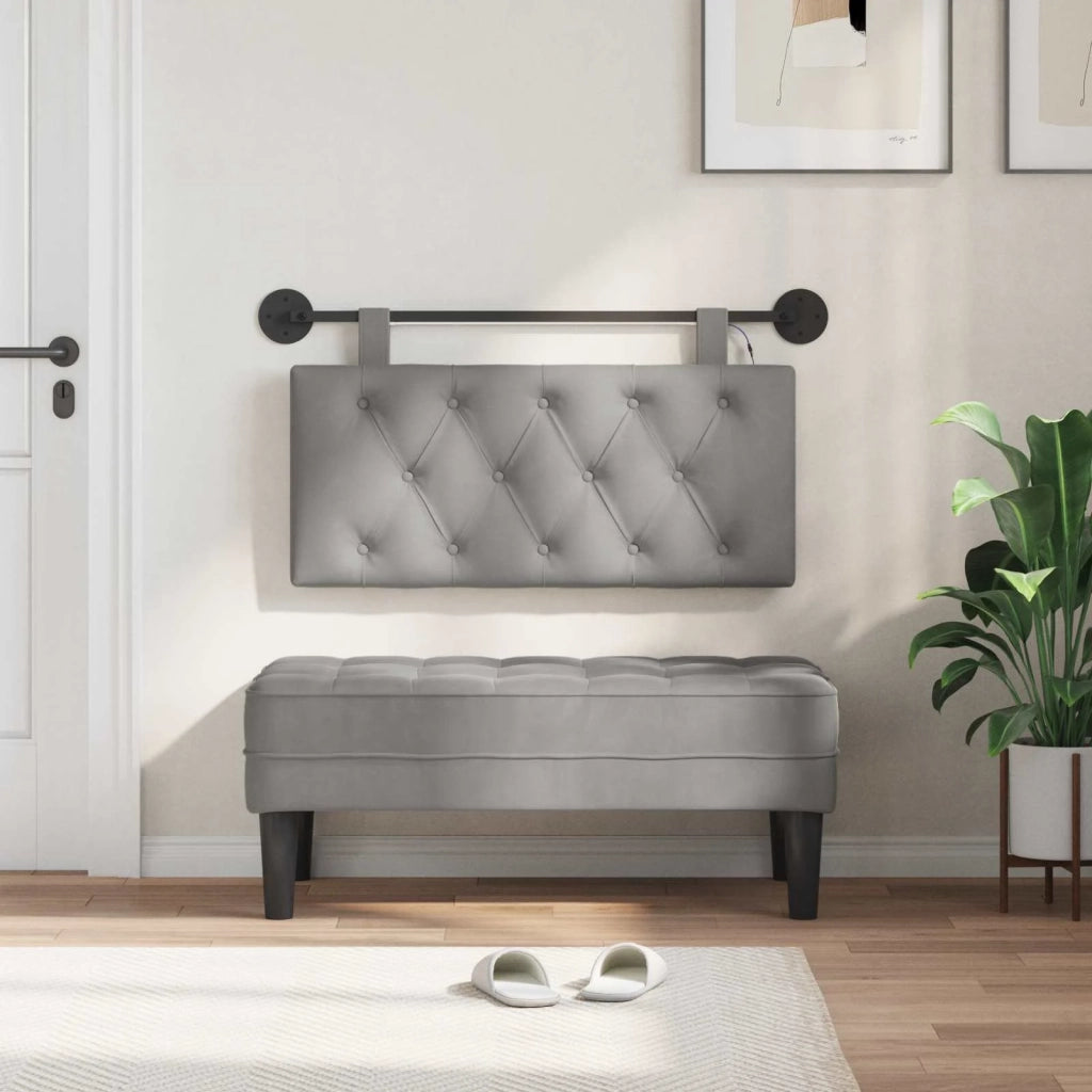 Testiera sospesa Con luce LED Grigio Chiaro Velluto 3424525