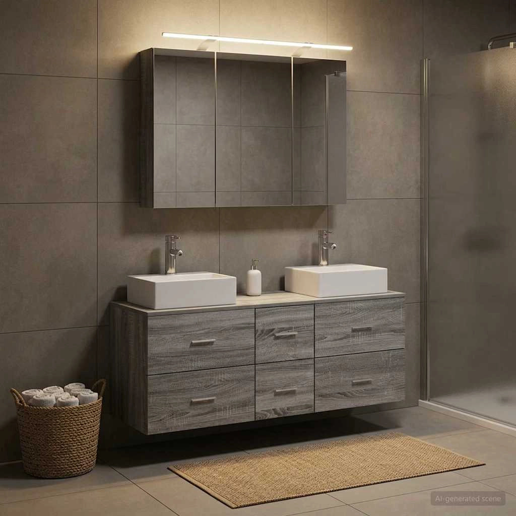 Set di mobili per il bagno 4 pz Sonoma grigio 3406820