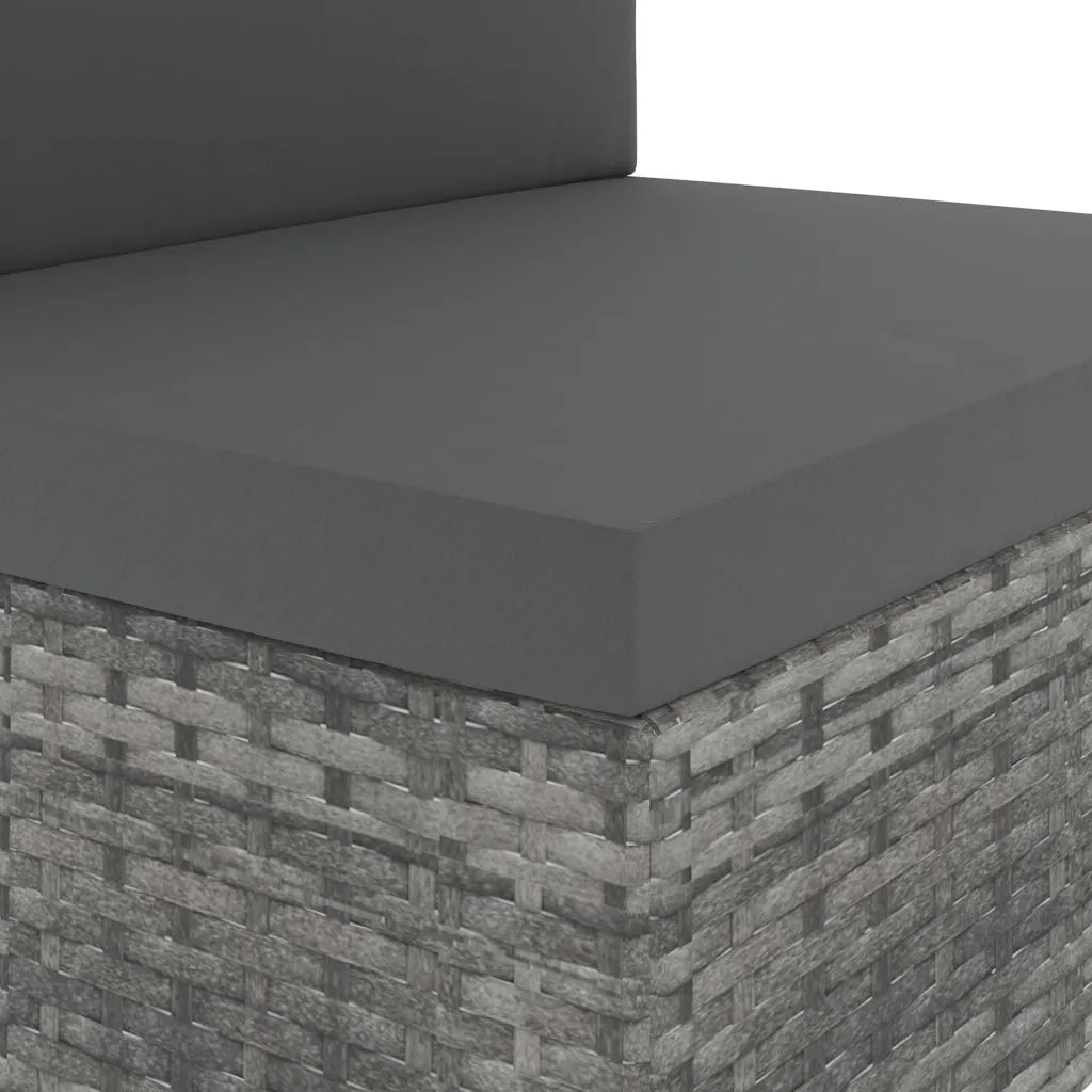 Divano Modulare a 2 Posti in Polyrattan Grigio 49524
